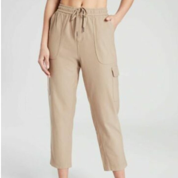 Athleta Pants - Athleta Farallon Cargo Crop Cotton High Rise Drawstring Waist Size 6